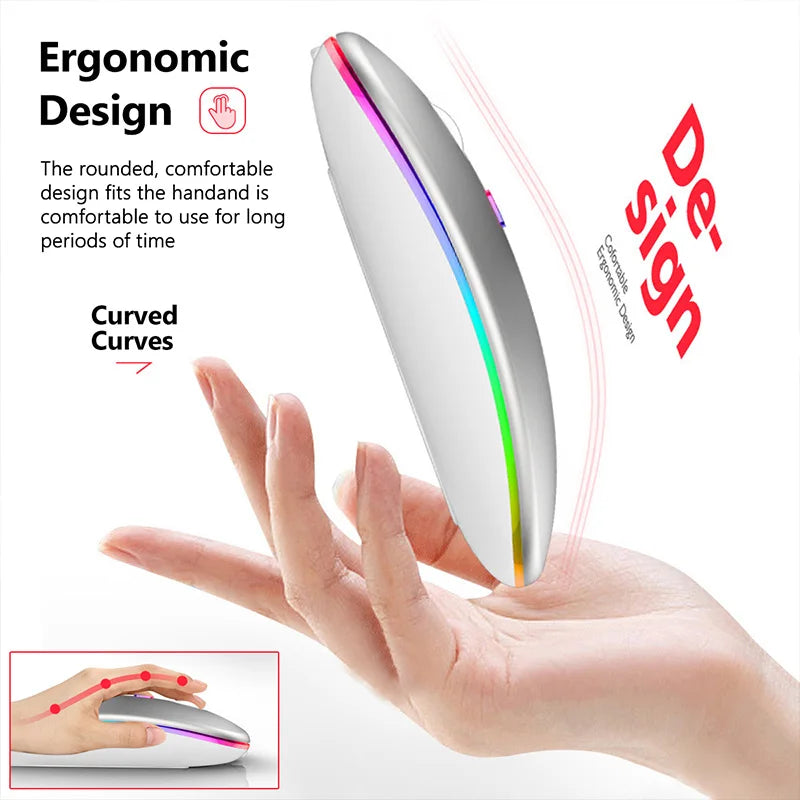 Urban Techy Wireless Gaming Mouse – Bluetooth RGB Silent LED Ergonomic for Laptop & PC