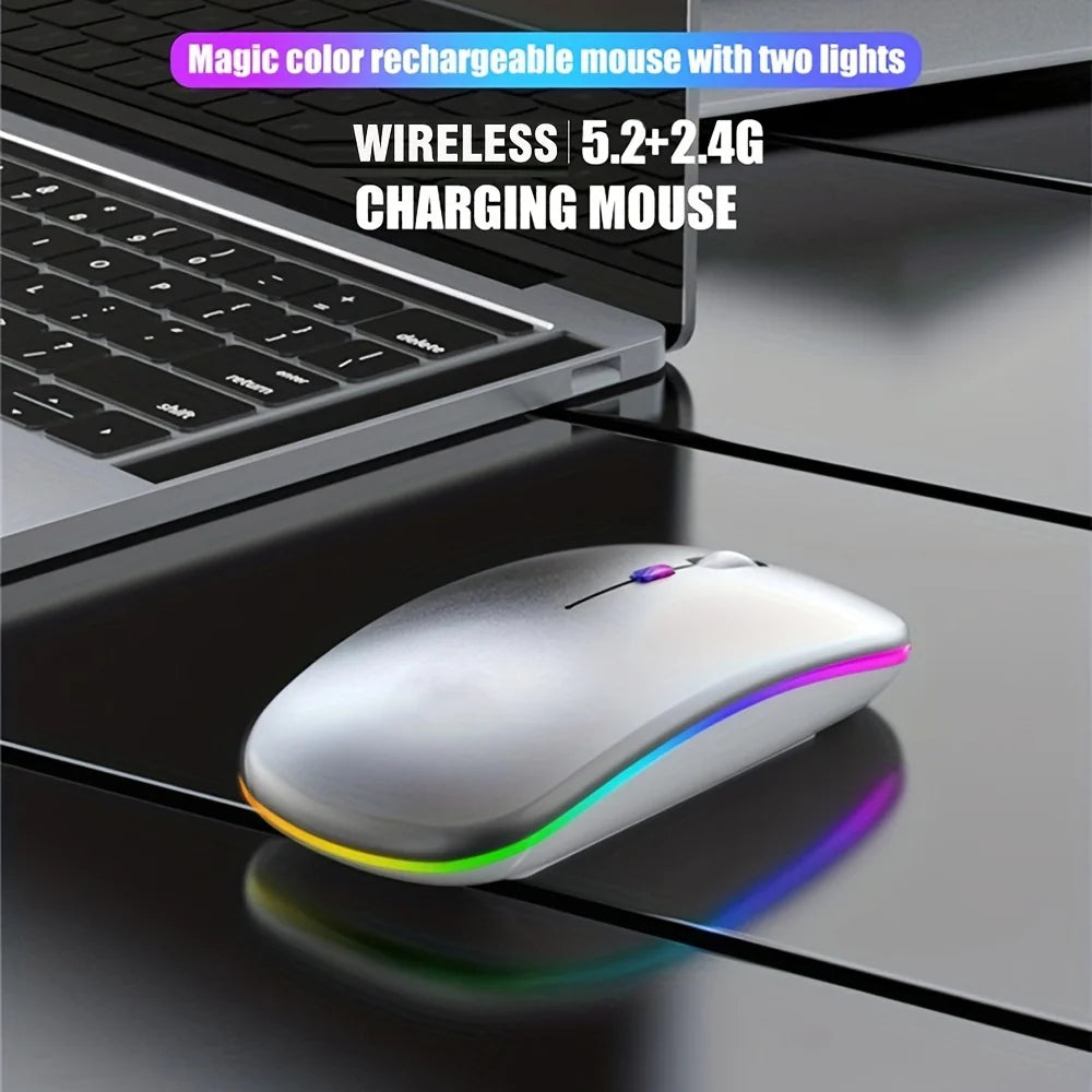 Urban Techy Wireless Mouse – RGB Rechargeable, Bluetooth & USB 2.4GHz for Laptop