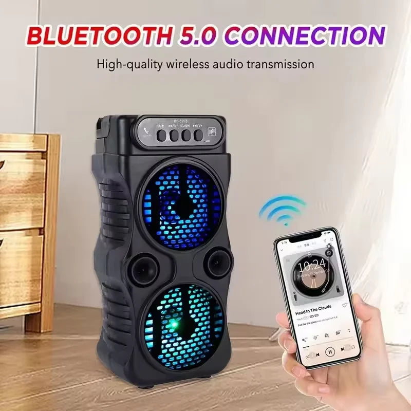 Urban Techy Outdoor Wireless Speaker – Dual 3" Stereo Subwoofer, FM, TF/USB, Karaoke