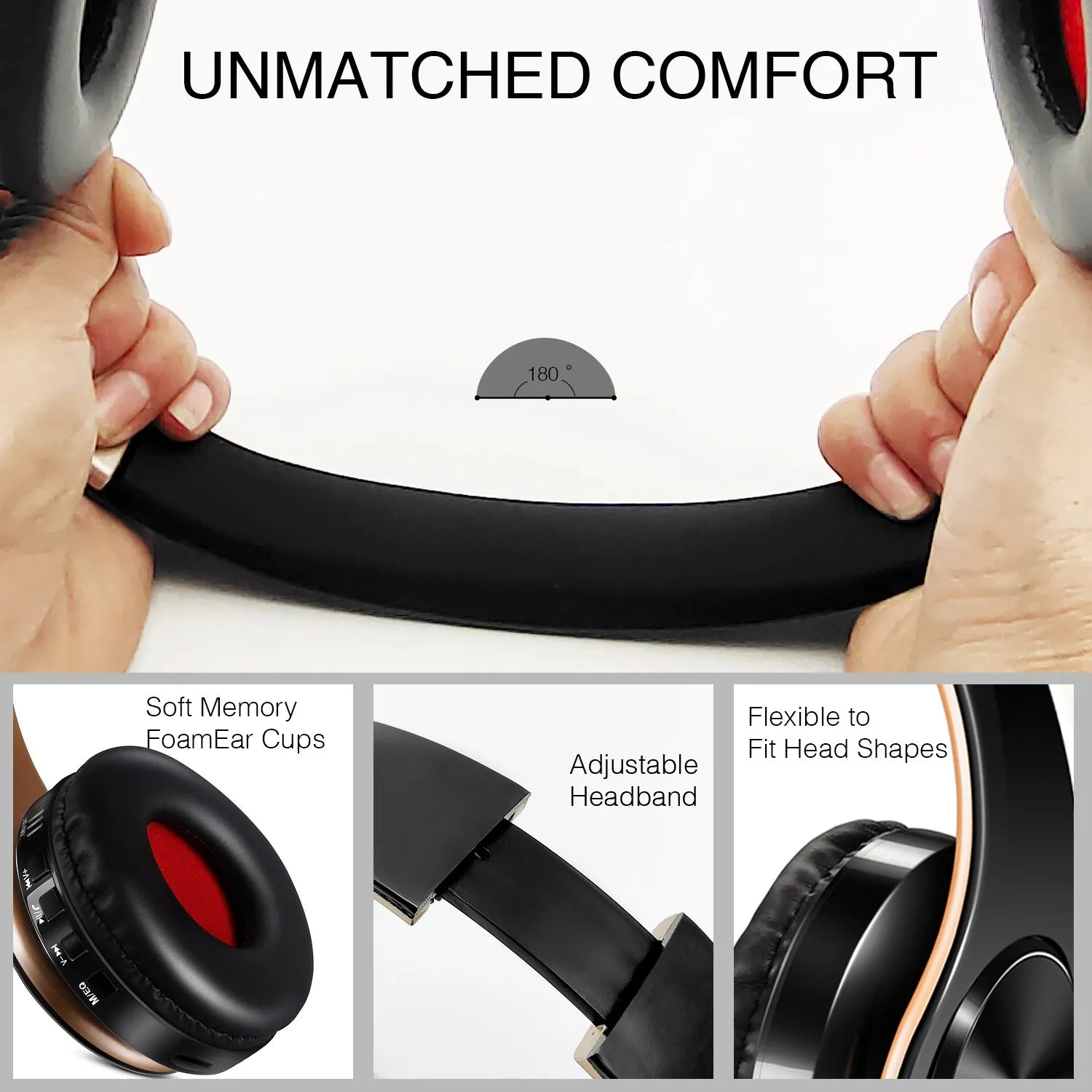 Urban Techy HiFi Bluetooth Headphones – Stereo with FM Radio, SD Card & Mic for Mobile