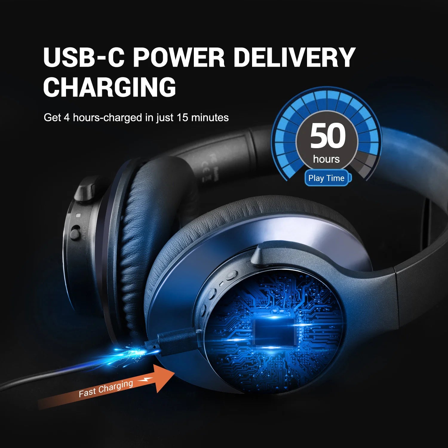 Oneodio A10 Wireless Headphones – Bluetooth 5.4, Hybrid ANC, Hi-Res Audio, 5-Mic