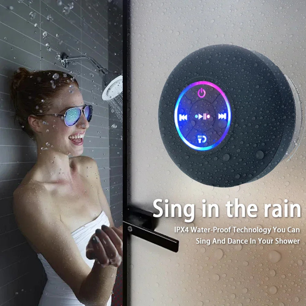 Urban Techy Mini Bluetooth Speaker – LED, IPX4 Waterproof, Suction Cup for Bathroom & Outdoor