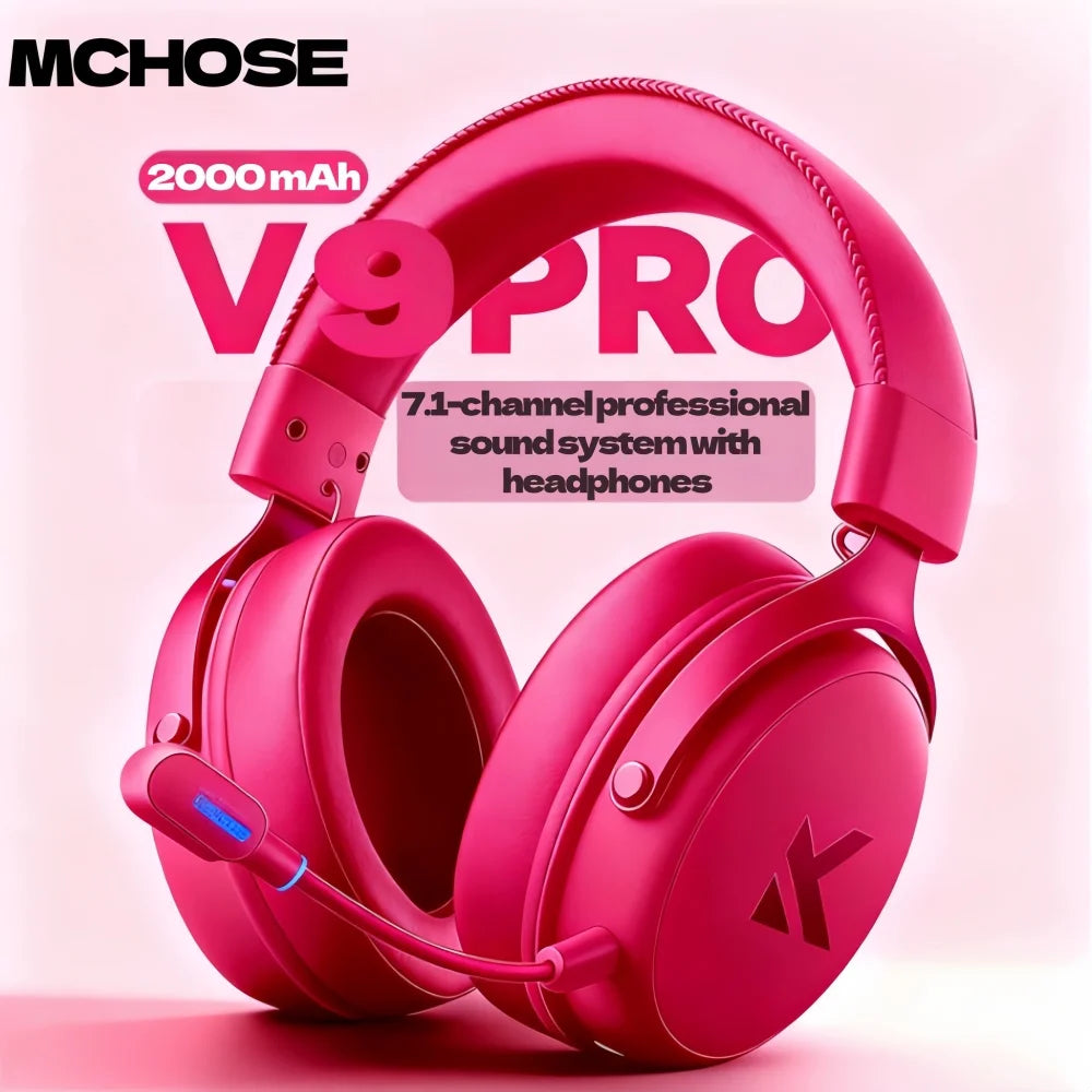 MCHOSE V9 Pro Wireless Gaming Headset – 7.1 Surround Sound, Noise Cancelling Mic