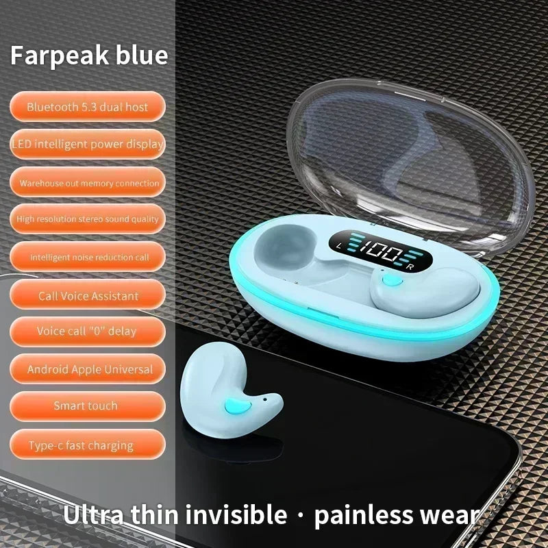 X55 Sleeping Wireless Earbuds – Mini TWS Hidden Headset with Mic, HD Call & Waterproof