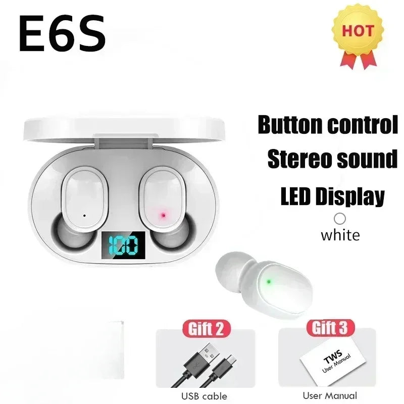 E6S TWS Wireless Bluetooth Earphones – Noise Cancelling with Microphone