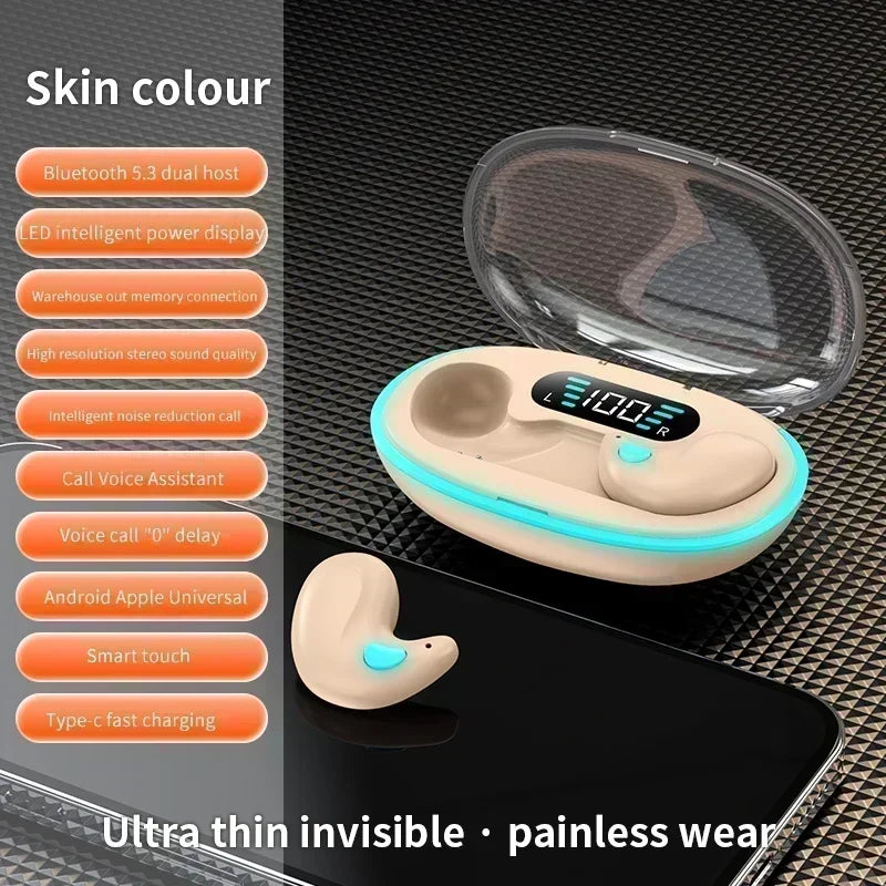 X55 Sleeping Wireless Earbuds – Mini TWS Hidden Headset with Mic, HD Call & Waterproof