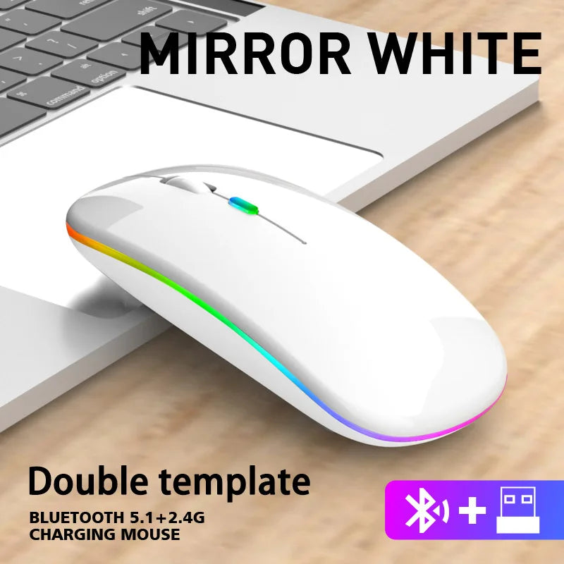 Urban Techy Wireless Mouse – RGB Rechargeable, Bluetooth & USB 2.4GHz for Laptop