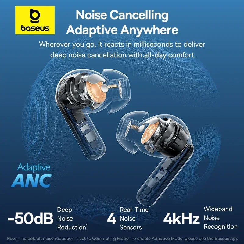 Baseus EP10 Pro ANC Wireless Earbuds – Bluetooth 6.0, 50dB Noise Cancelling, Hi-Res LDAC