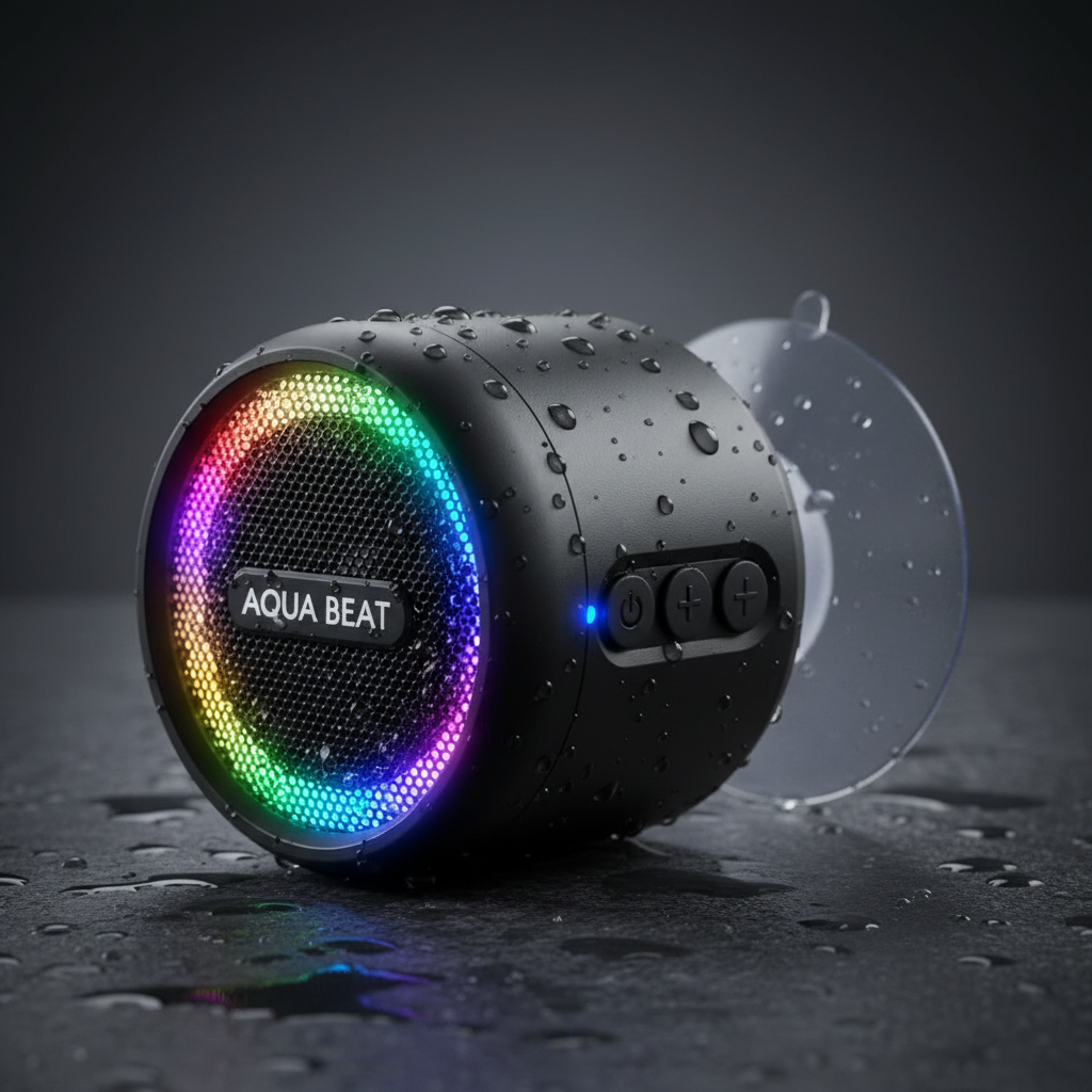 Urban Techy Mini Bluetooth Speaker LED IPX4 Waterproof Suction Cup Bathroom Outdoor