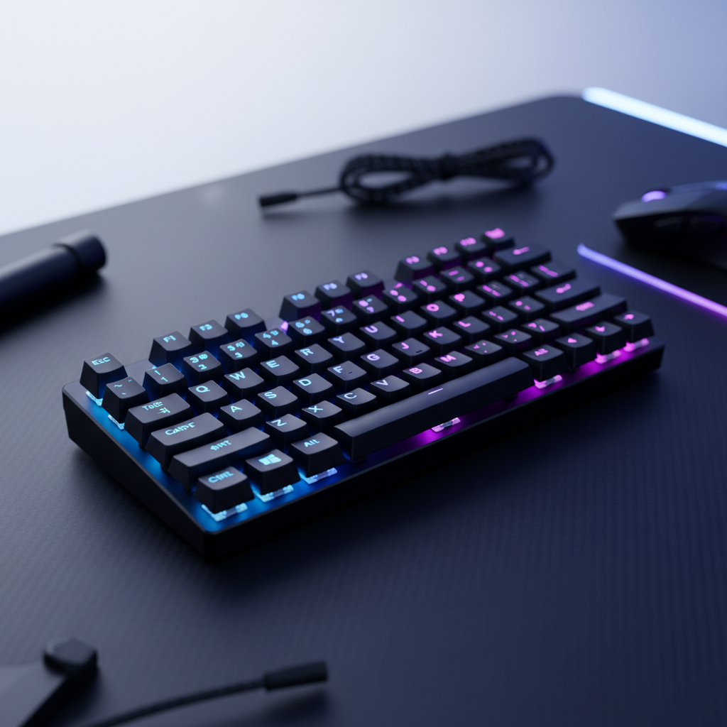 APAYADO K61 60% Mini Mechanical Keyboard Phantom RGB Blue Purple Backlight