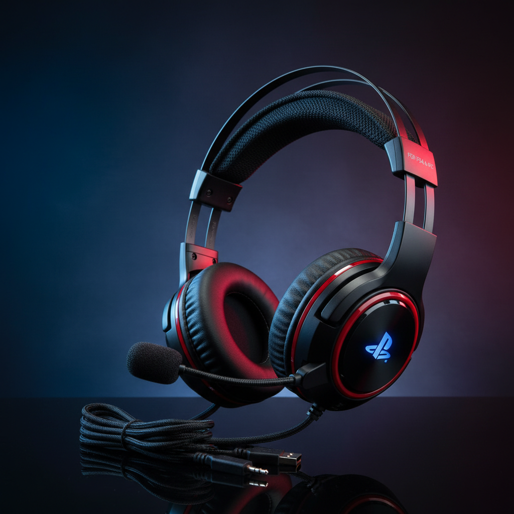 Urban Techy 3.5mm Over-Ear Wired Gaming Headset with Mic for PS4 and PC