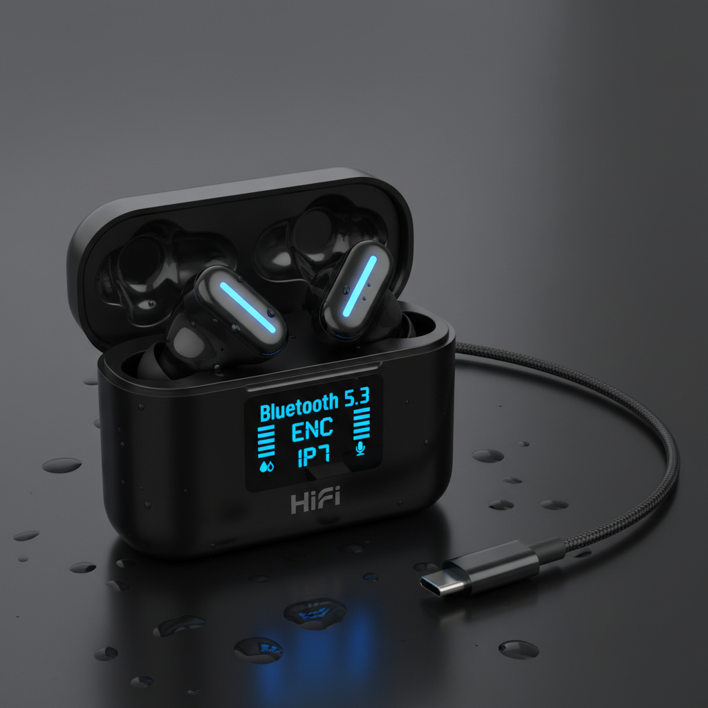 Urban Techy HiFi Wireless Earbuds BT5.3 ENC Noise Cancelling 48H Battery IP7 Waterproof