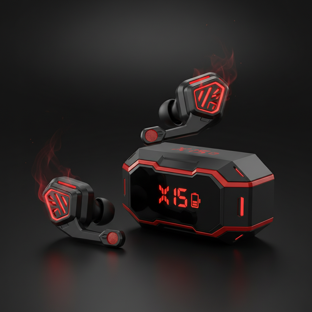 X15 TWS Wireless Gaming Earbuds LED Display Noise Cancelling Bluetooth Headset